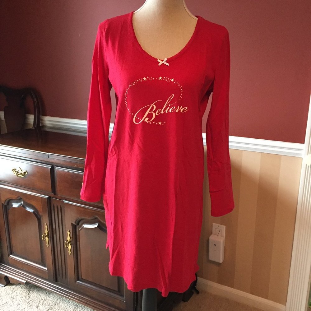 Red "Believe" Pajama Shirt by Charter Club
